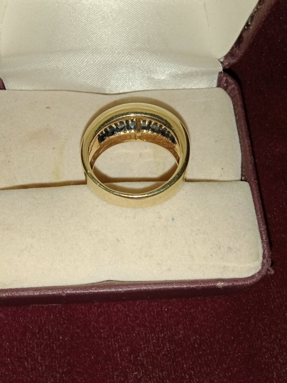 14kt Solid Gold 7.2g Blue Sapphire Men's Ring Sz 7.25 - Picture 5 of 13